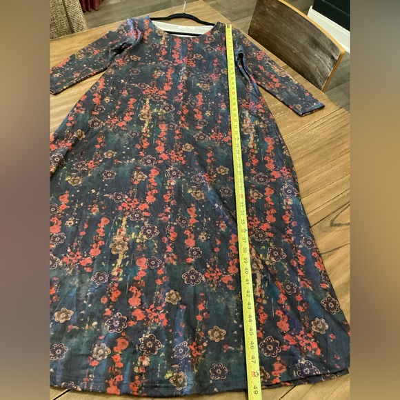 Natural Life Lottie Sweater MIDI Dress watercolor Floral Pockets Lagenlook Artsy - Picture 8 of 9